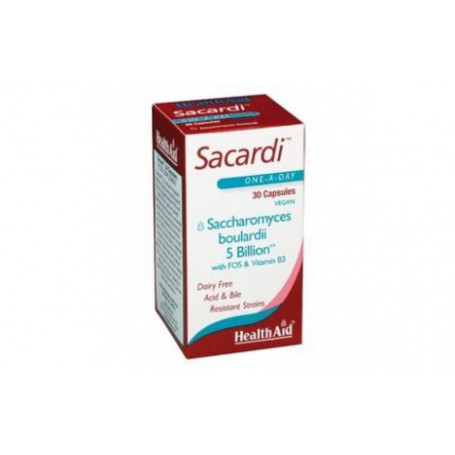 Sacardi con FOS y Vit B3 (saccharomyces boulardii). HealthAid