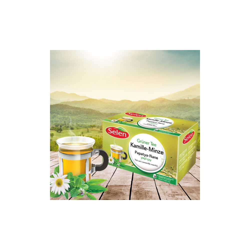 Infusión Té verde con manzanilla y menta 20 bolsitas. Selen Infusión Té verde con manzanilla y menta 20 bolsitas. Selen