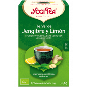 Yogi Tea Té Verde Jengibre y Limón, 17 bolsitas de infusiones Bio