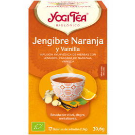 Yogi Tea Jengibre Naranja y Vainilla, 17 bolsitas de infusiones Bio.