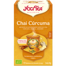 Yogi Tea Chai Cúrcuma, 17 bolsitas de infusiones Bio.