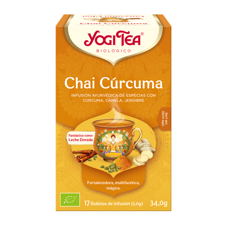 Yogi Tea Chai Cúrcuma, 17 bolsitas de infusiones Bio.