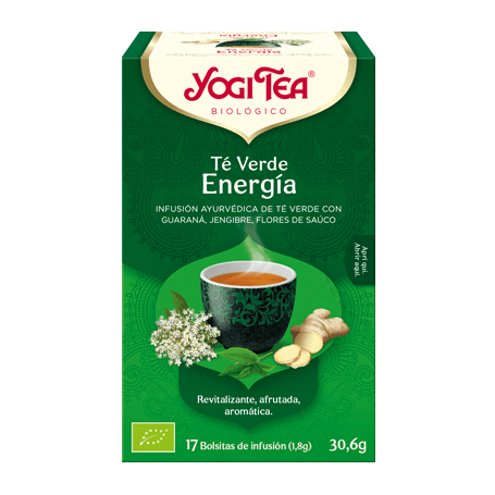 Yogi Tea Te Verde Energía, 17 bolsitas de infusiones Bio.