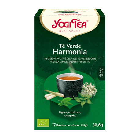 Yogi Tea Té Verde Harmonía, 17 bolsitas de infusiones Bio.