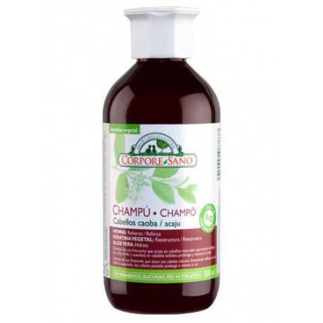 Champú Cabellos Caoba 300 ml. Henna, Keratina Vegetal Y Aloe Vera. Corpore Sano