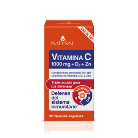 Vitamina C 1000 + D3 + Zinc 32 cápsulas. Natysal