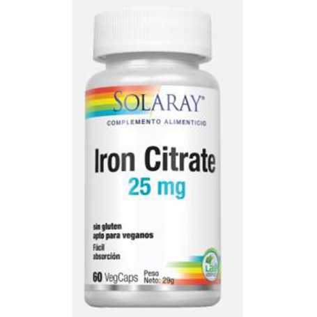 Solaray Iron Citrato 25 mg. 60 cápsulas