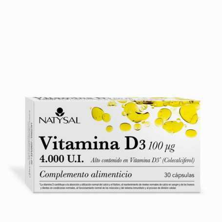 Vitamina D3 4000Ui (Colecalciferol) 30 cápsulas. Natysal